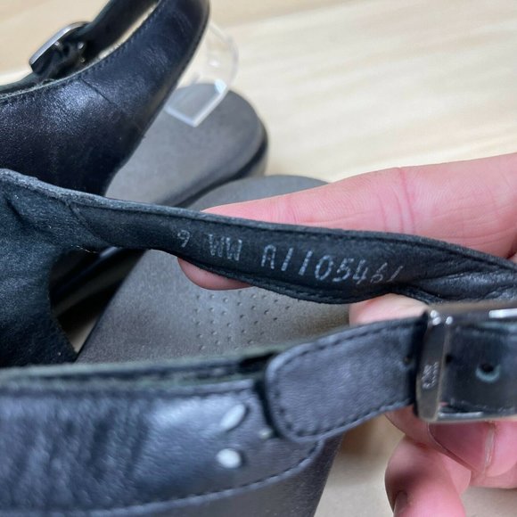 SAS Tripad Comfort Womens Leather Buckle Hook Loop Black Slingback Sandals Sz 9 - Picture 9 of 9